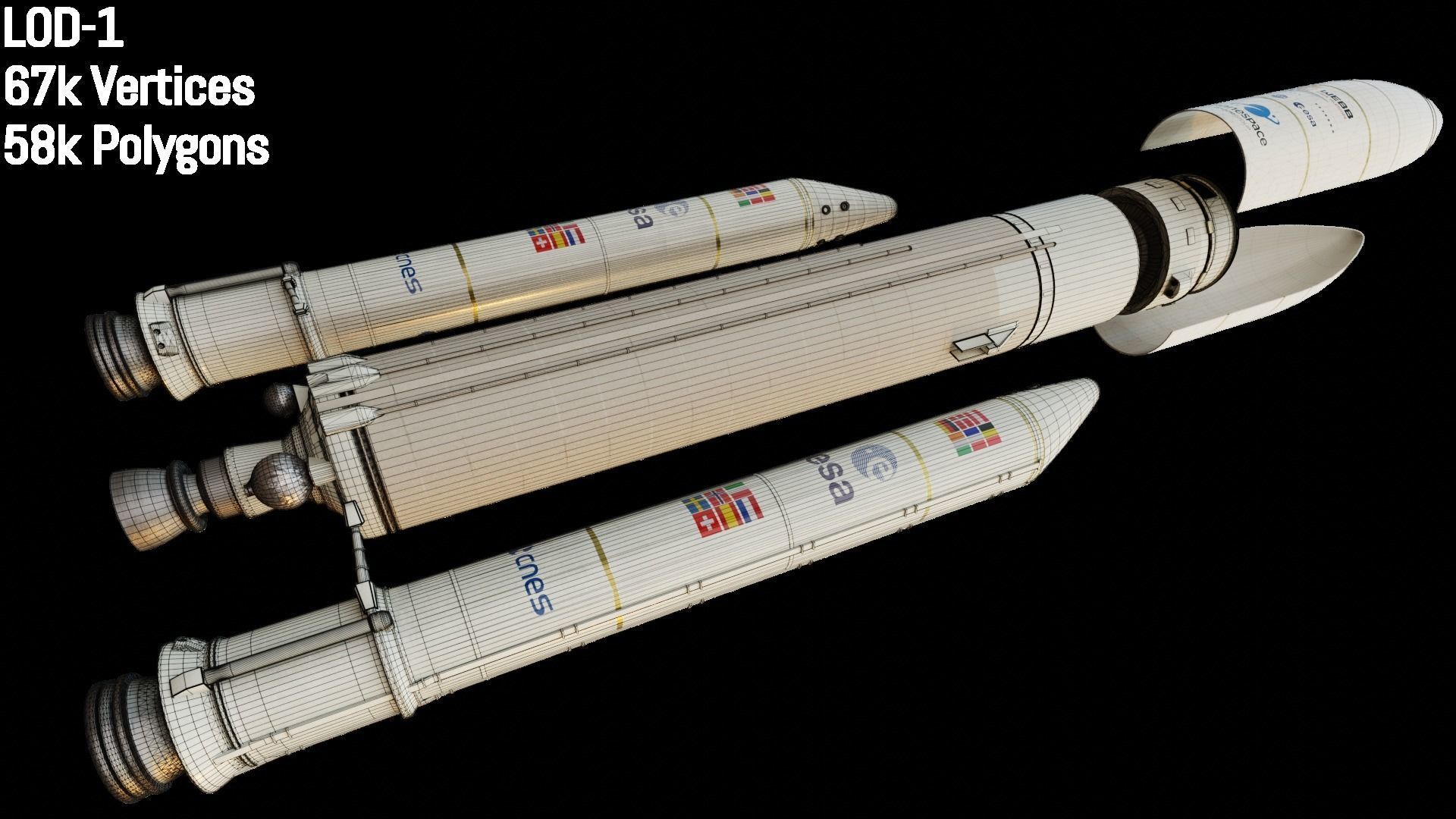 Ariane-5 Rocket Low-poly 3D model_11