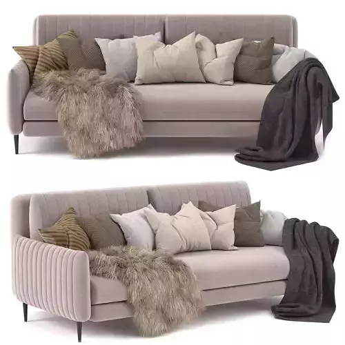 Svaut Valvet Grey Sofa 3D model