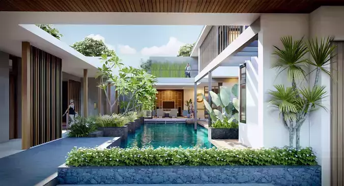 3D SketchUp Modeling and Lumion 10 Scene Tropical House Design 3D model