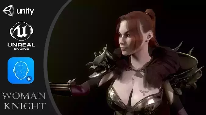 Woman Knight Low-poly 3D model