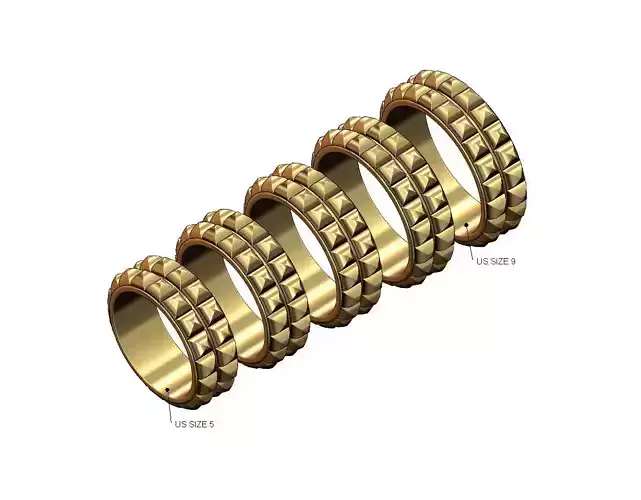 Double row rounded pyramid studs eternity band US sizes 5to9