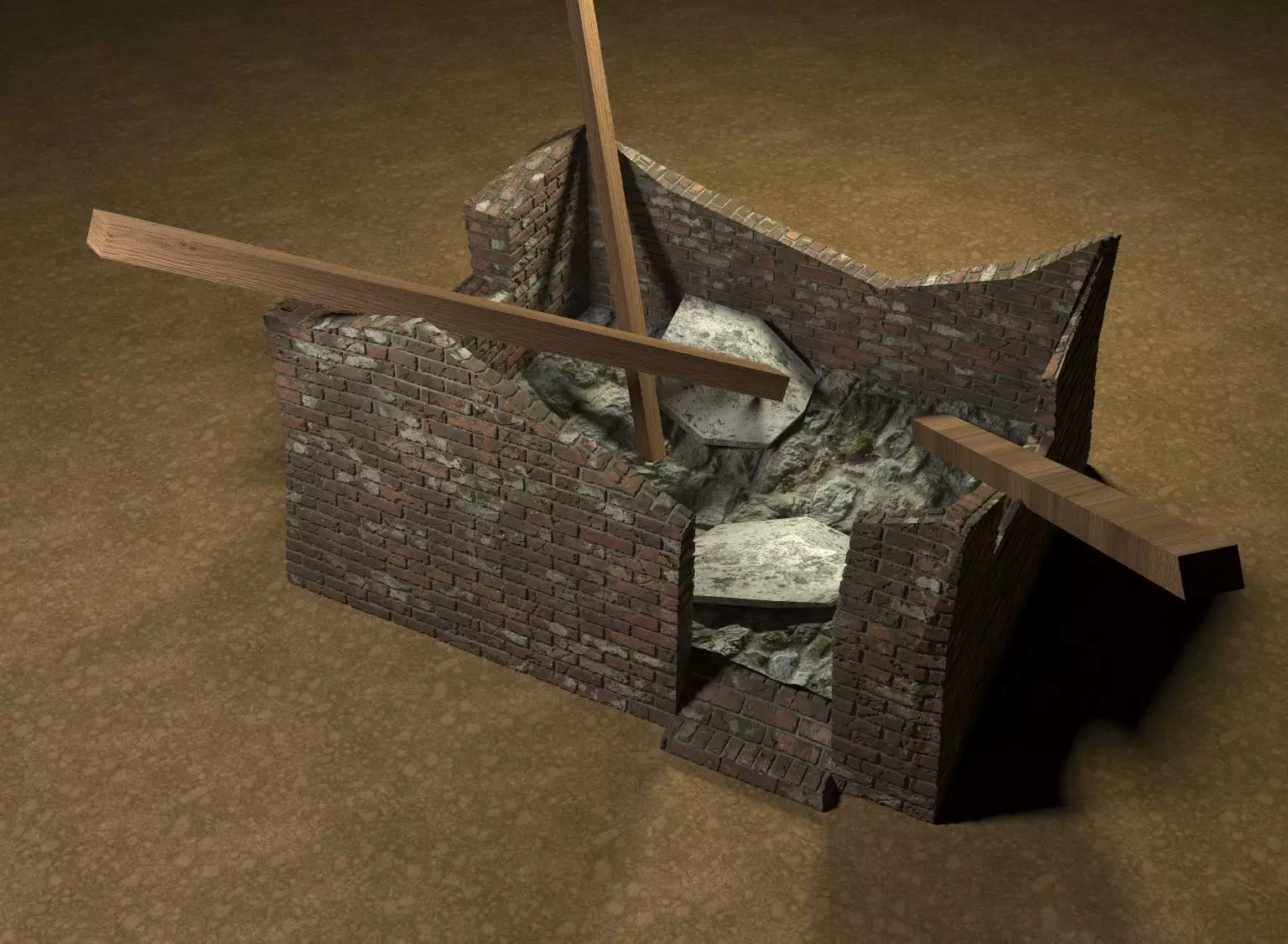 Abandoned house Free low-poly 3D model