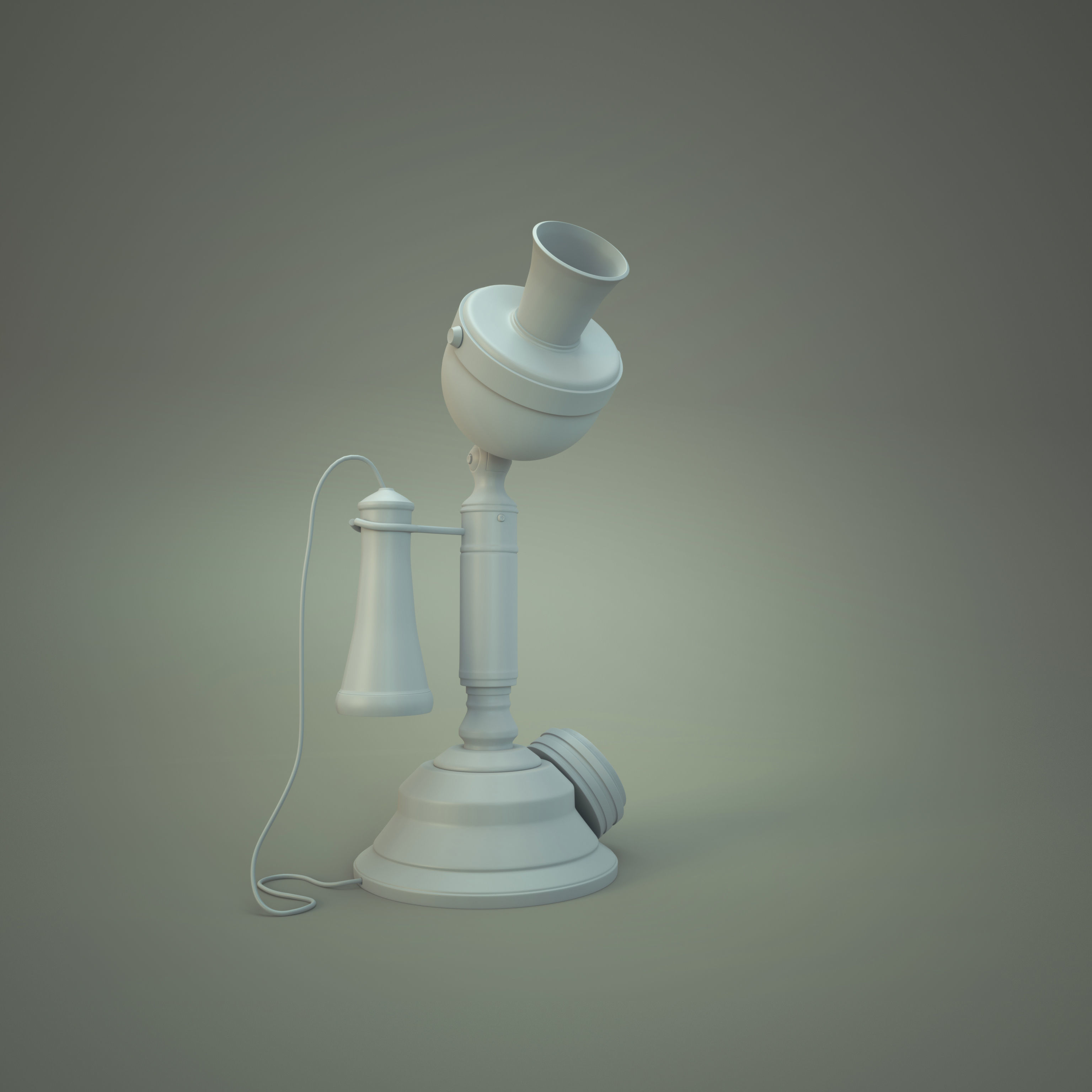 Old Wood Phone and Old Candlestick Phone Low-poly 3D model_3