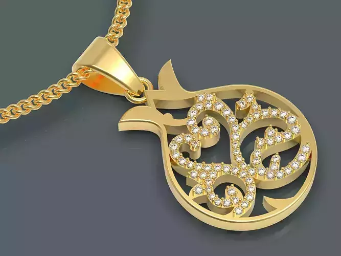 Pomegranate pendant  gold  3D printable jewelry model