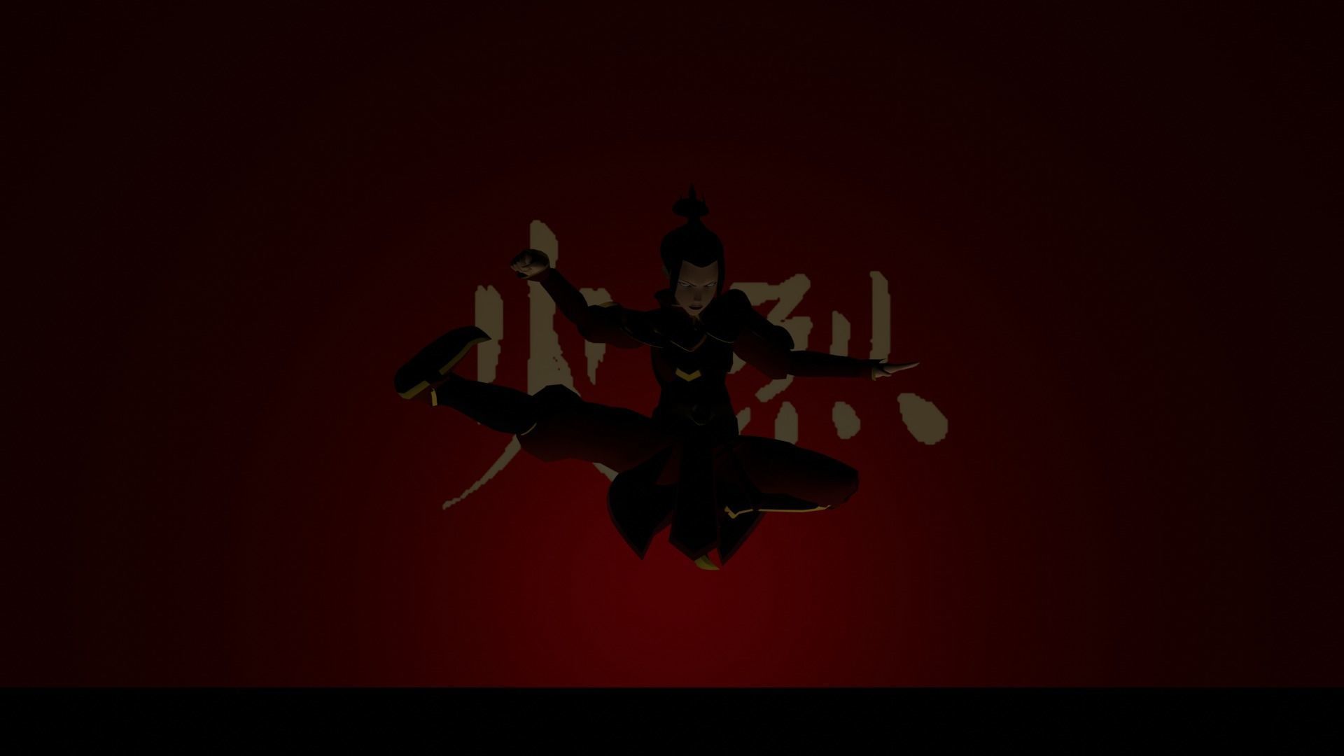 Azula chinese character jumping in air 3D model_3