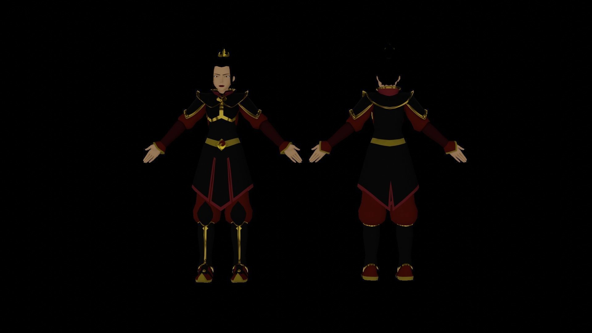 Azula chinese character jumping in air 3D model_5