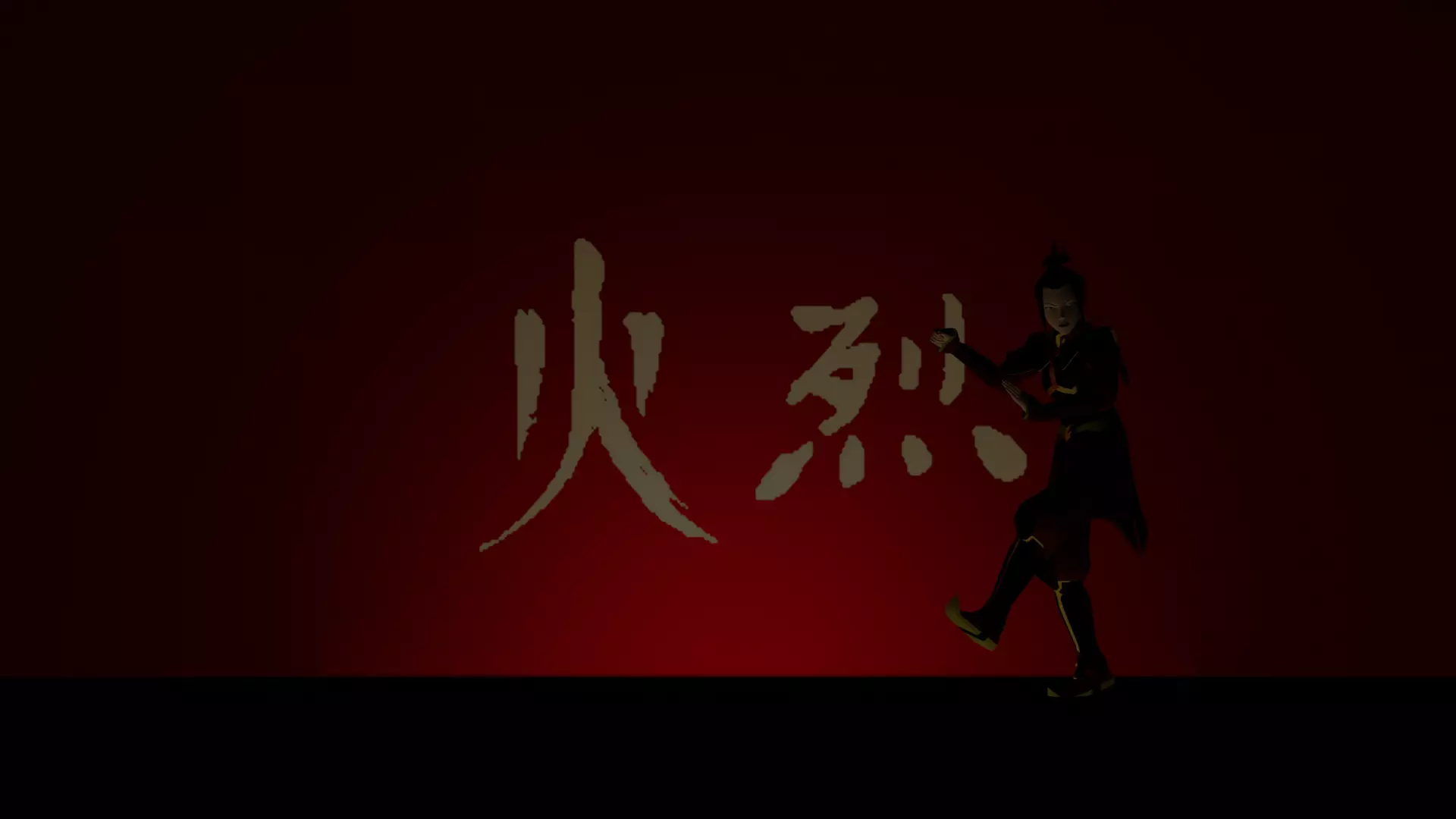 Azula chinese character jumping in air 3D model_0