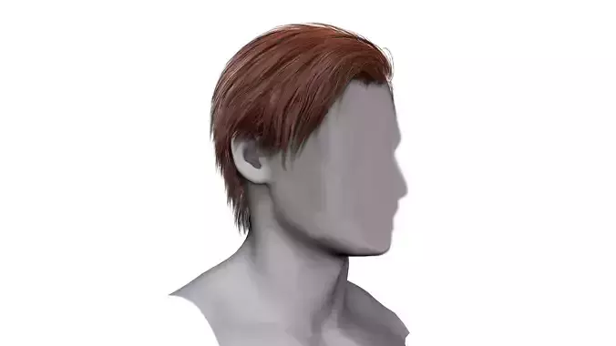 Realtime man hair Low-poly 3D model