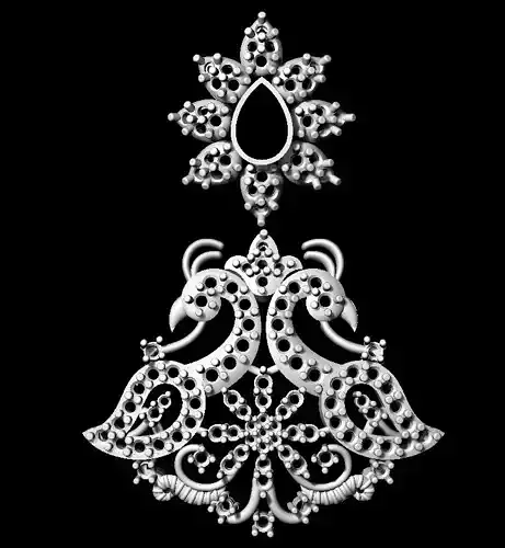 Earring pair of silver earrings with peacock design