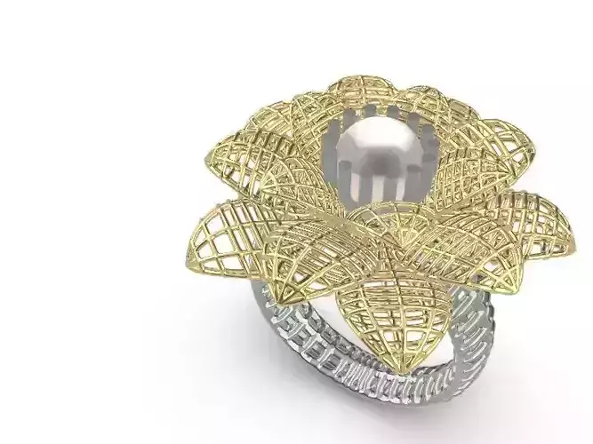 Flower jali with prong setting ring stl verified 3D print model