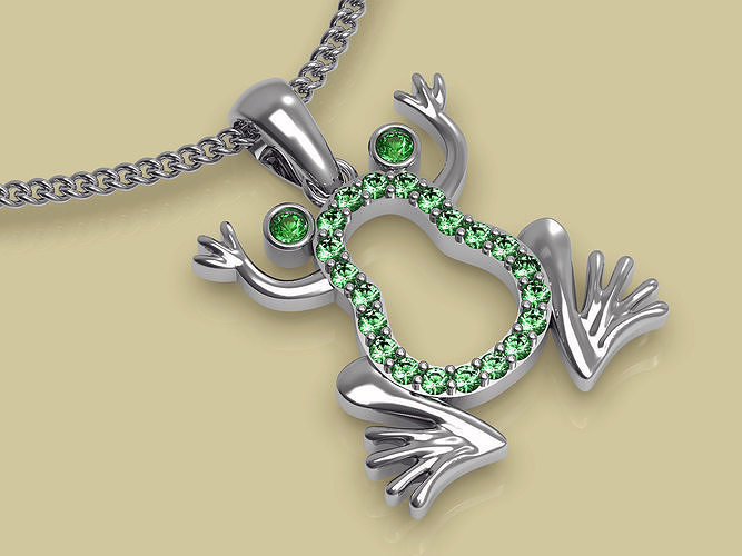 Frog pendant  gold silver jewelry printable 3D model 3D print model