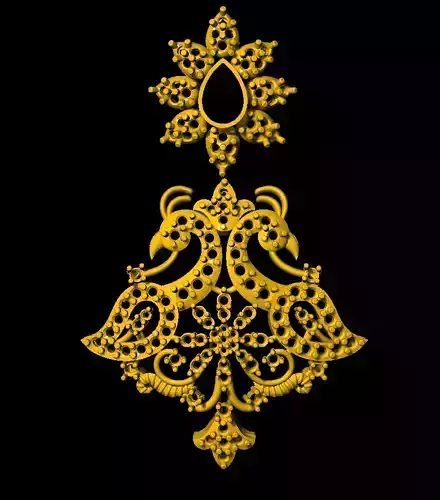 Earring ornate gold pendant