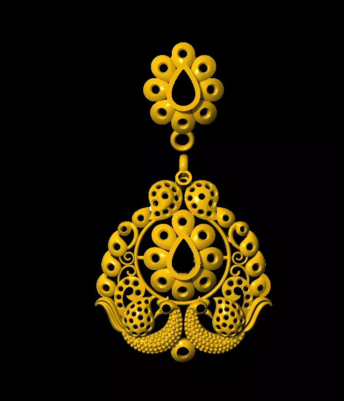 Earring ornate gold pendant 3D print model_0