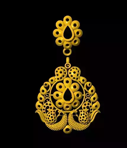 Earring ornate gold pendant