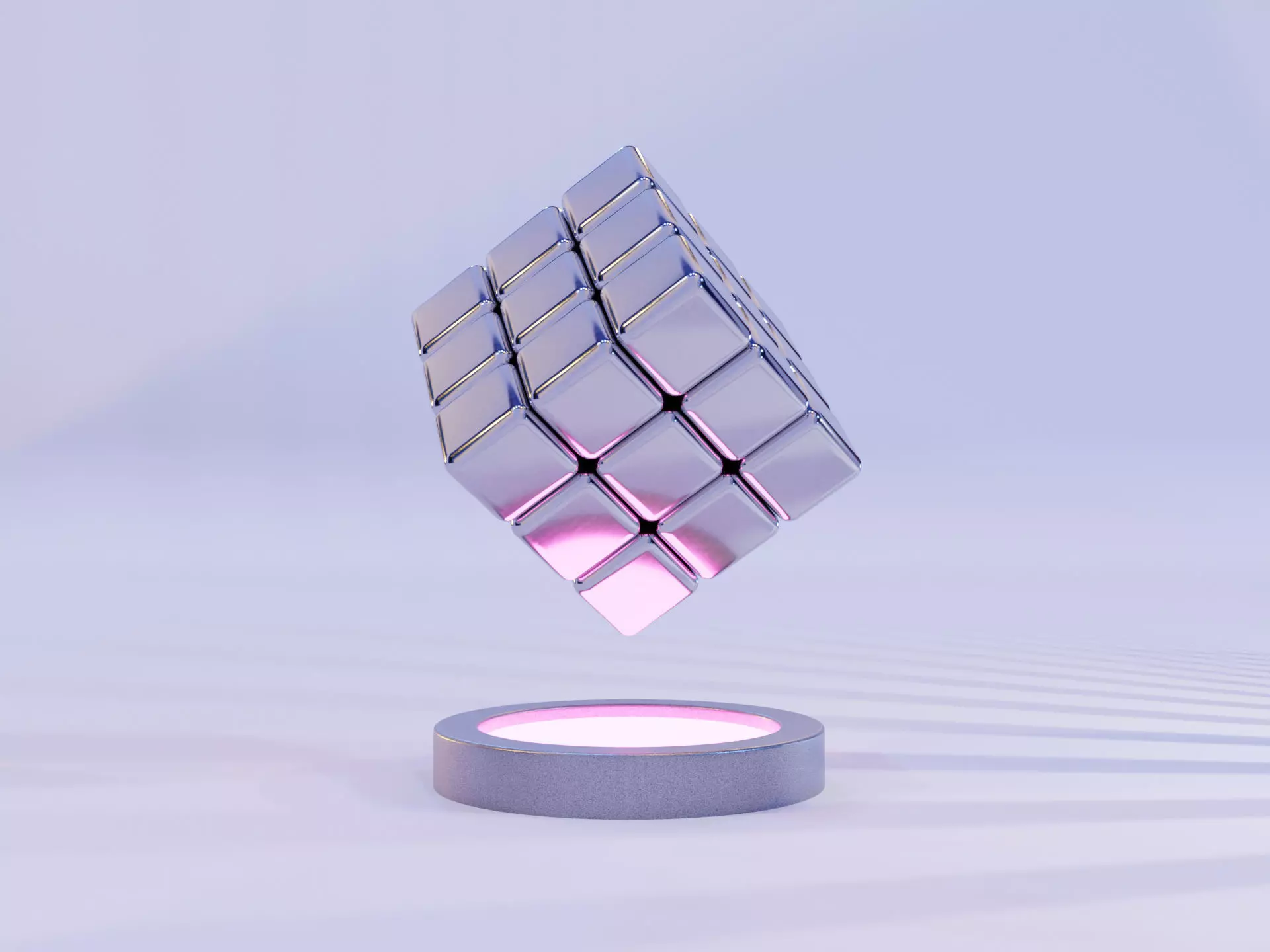 Colorful Light Metal Cube Low-poly 3D model_0