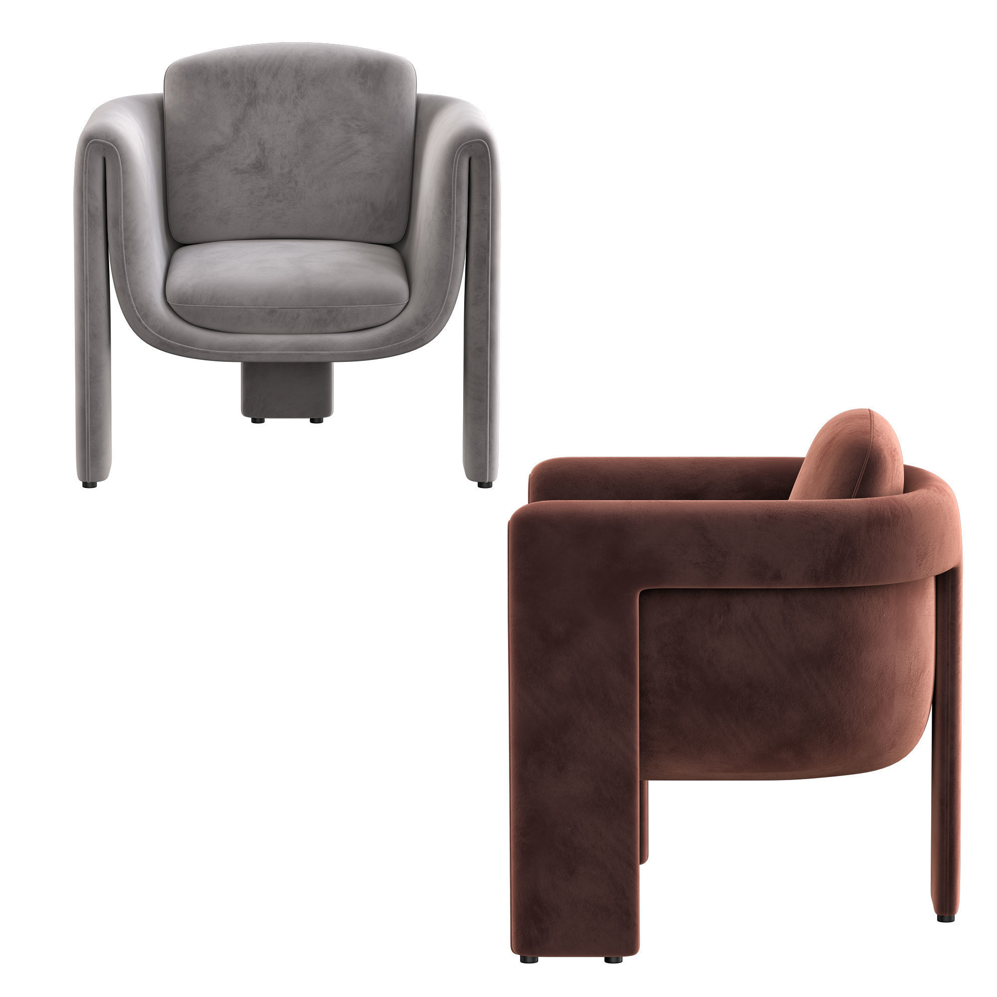 Floria velvet chair 3D model_2