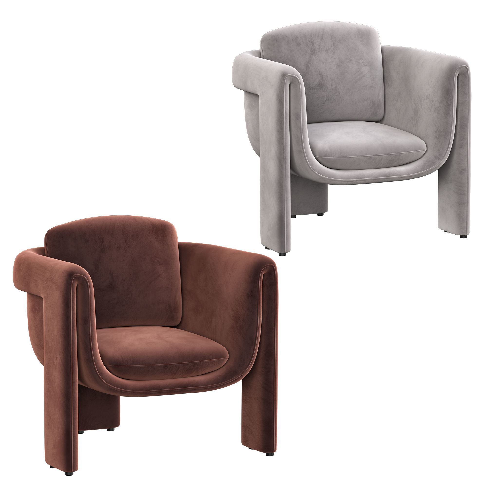 Floria velvet chair 3D model_1