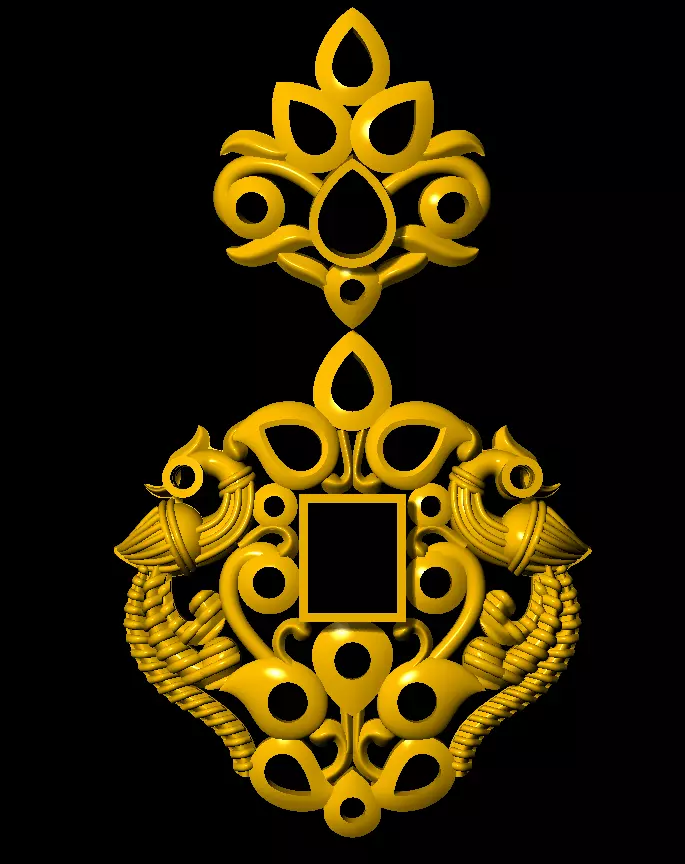 Earring ornate gold pendant 3D print model_0