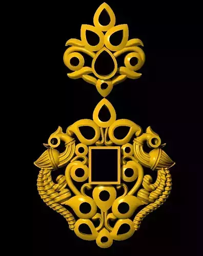 Earring ornate gold pendant