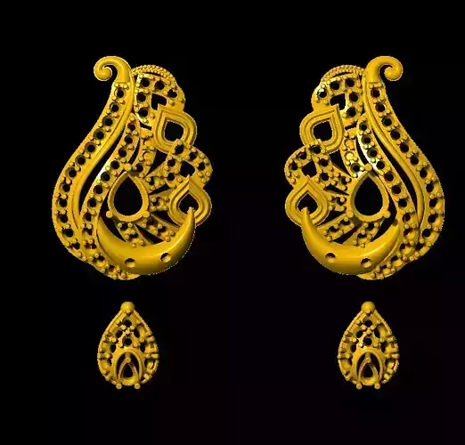 Earring gold plated paisley earrings