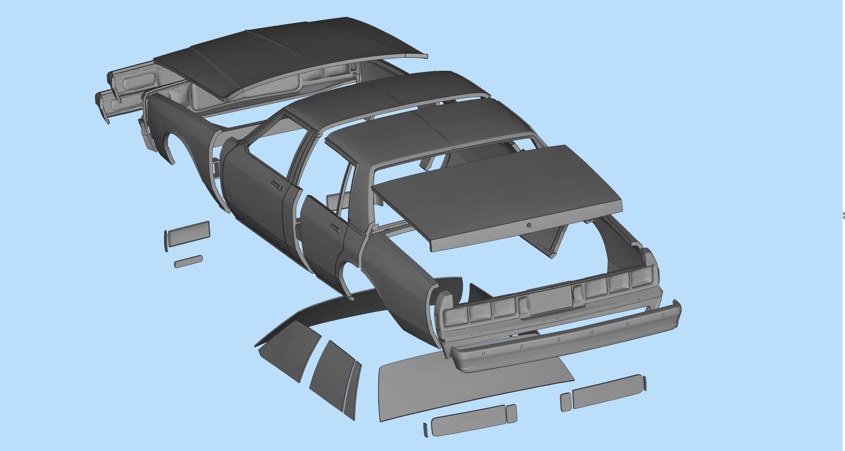 STL printable RC car  Chevrolet Caprice Classic scale 3D model 3D print model_6