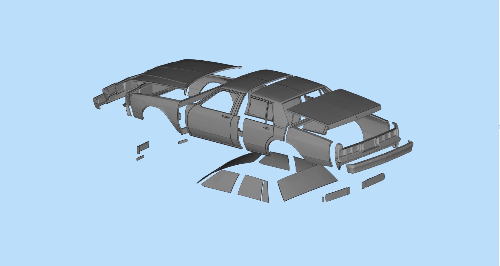 STL printable RC car  Chevrolet Caprice Classic scale 3D model 3D print model_5