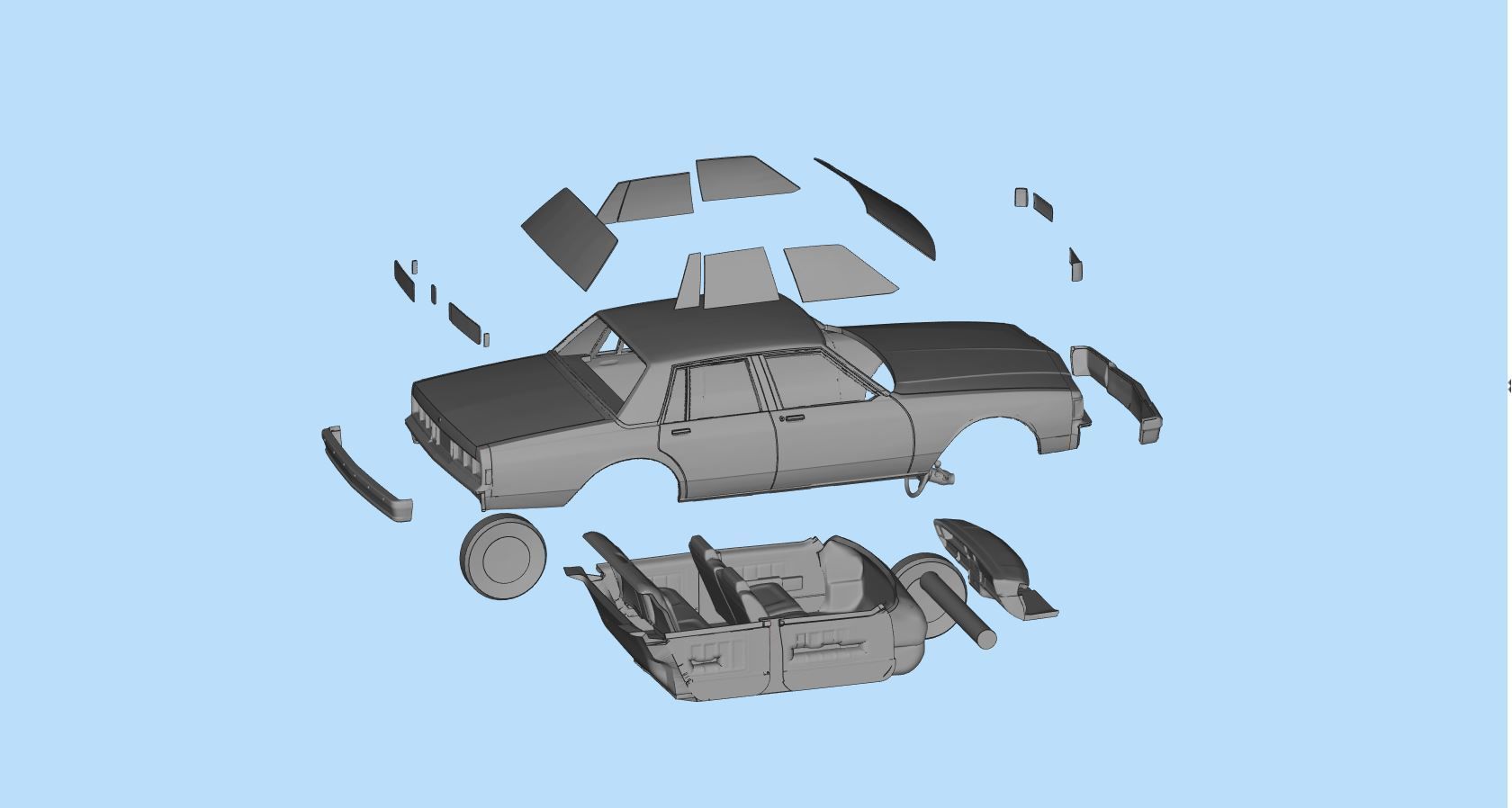 STL printable RC car  Chevrolet Caprice Classic scale 3D model 3D print model_11