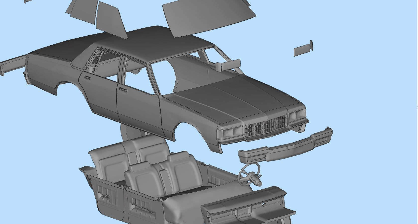 STL printable RC car  Chevrolet Caprice Classic scale 3D model 3D print model_13