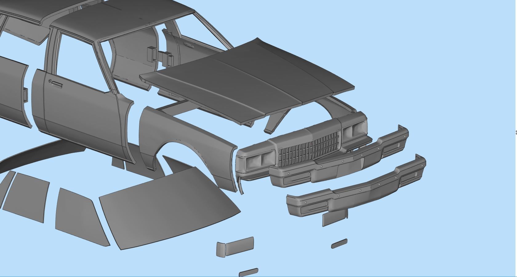 STL printable RC car  Chevrolet Caprice Classic scale 3D model 3D print model_8
