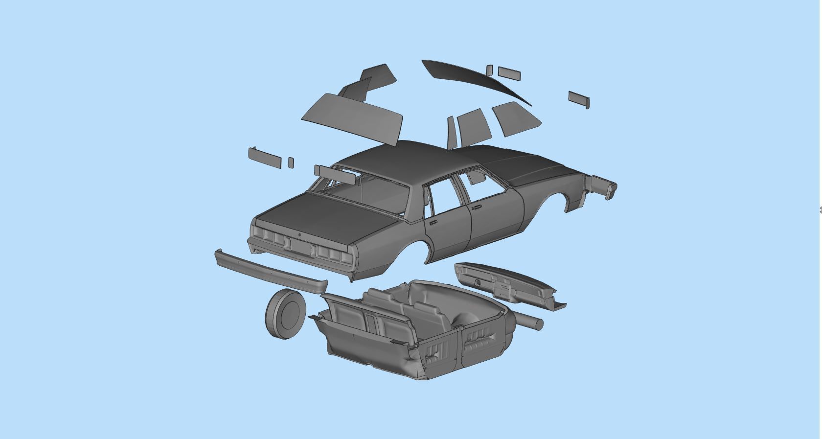 STL printable RC car  Chevrolet Caprice Classic scale 3D model 3D print model_10