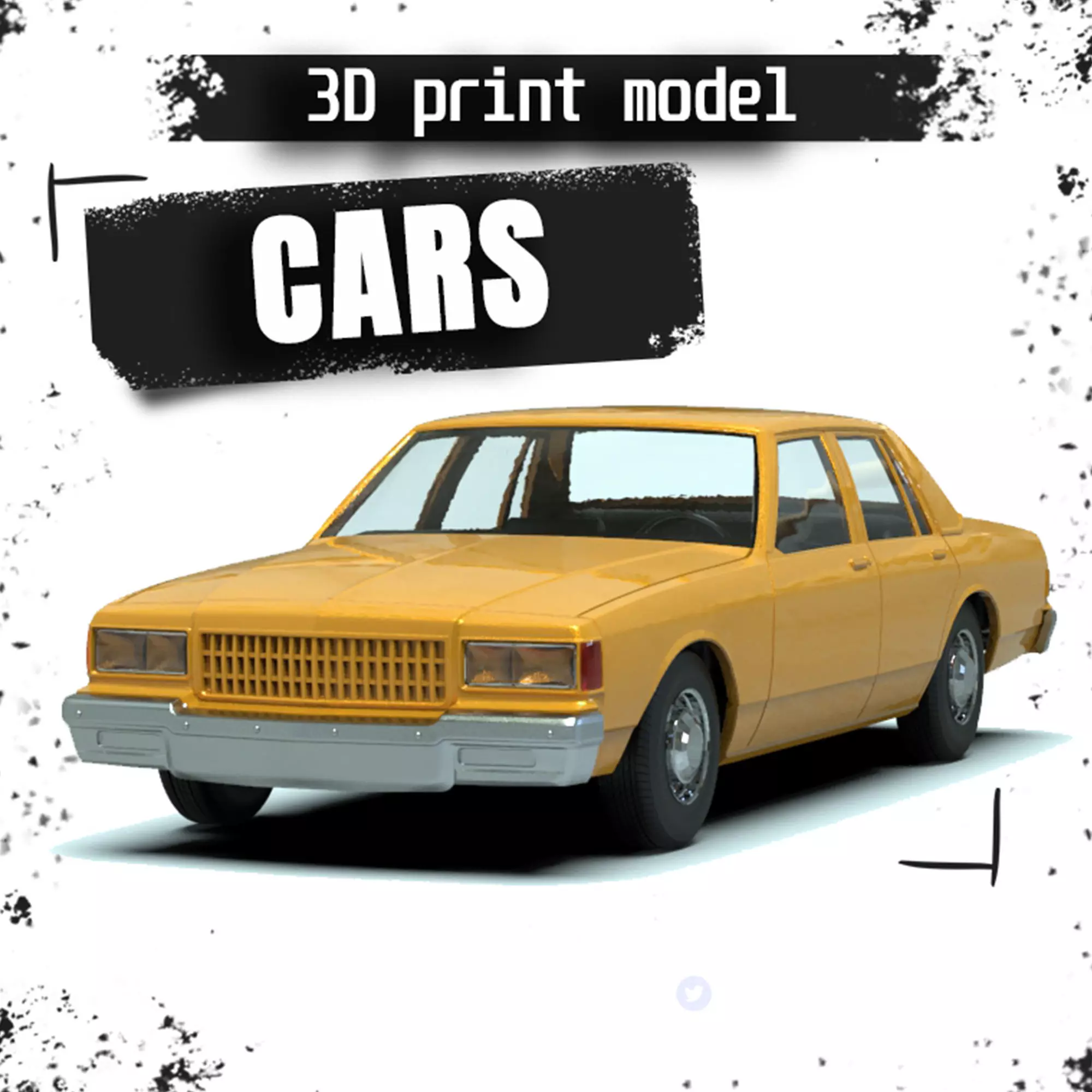 STL printable RC car  Chevrolet Caprice Classic scale 3D model 3D print model_0