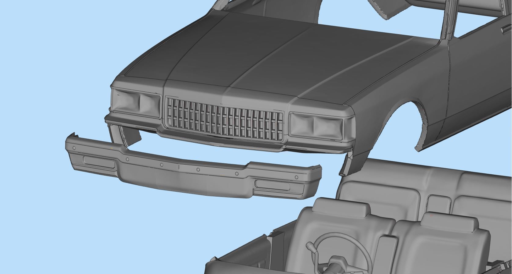 STL printable RC car  Chevrolet Caprice Classic scale 3D model 3D print model_14