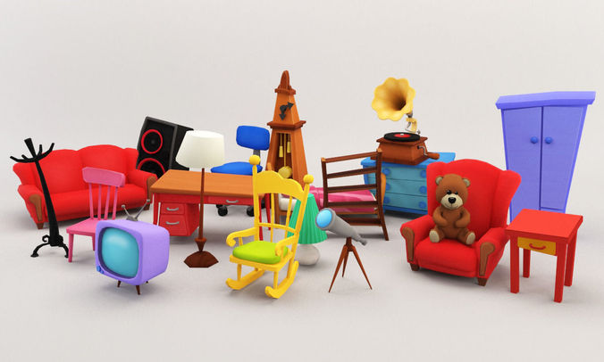 Cartoon Furniture  Package 1  Low-poly 3D model