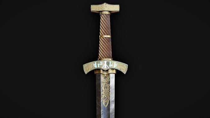 Viking runed sword Low-poly 3D model