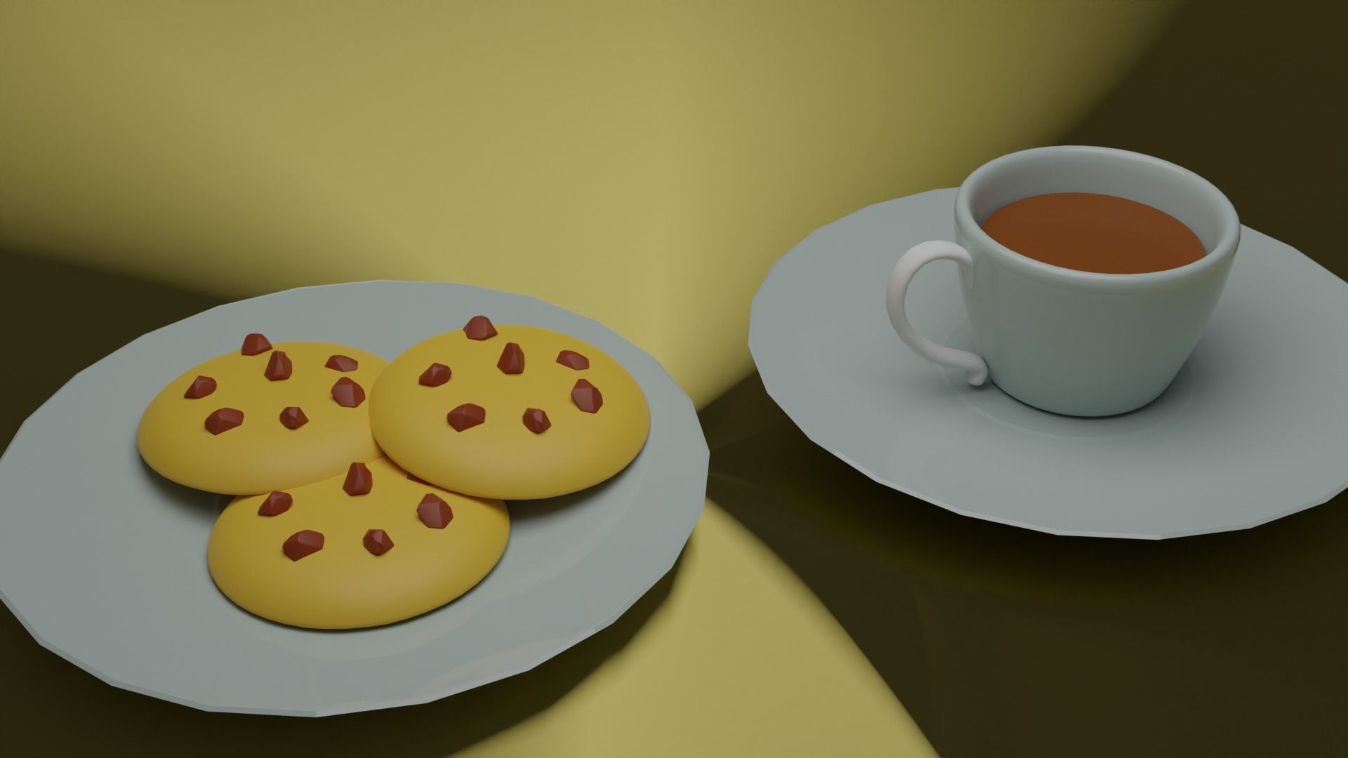 Tea cup with cookie Free low-poly 3D model_4