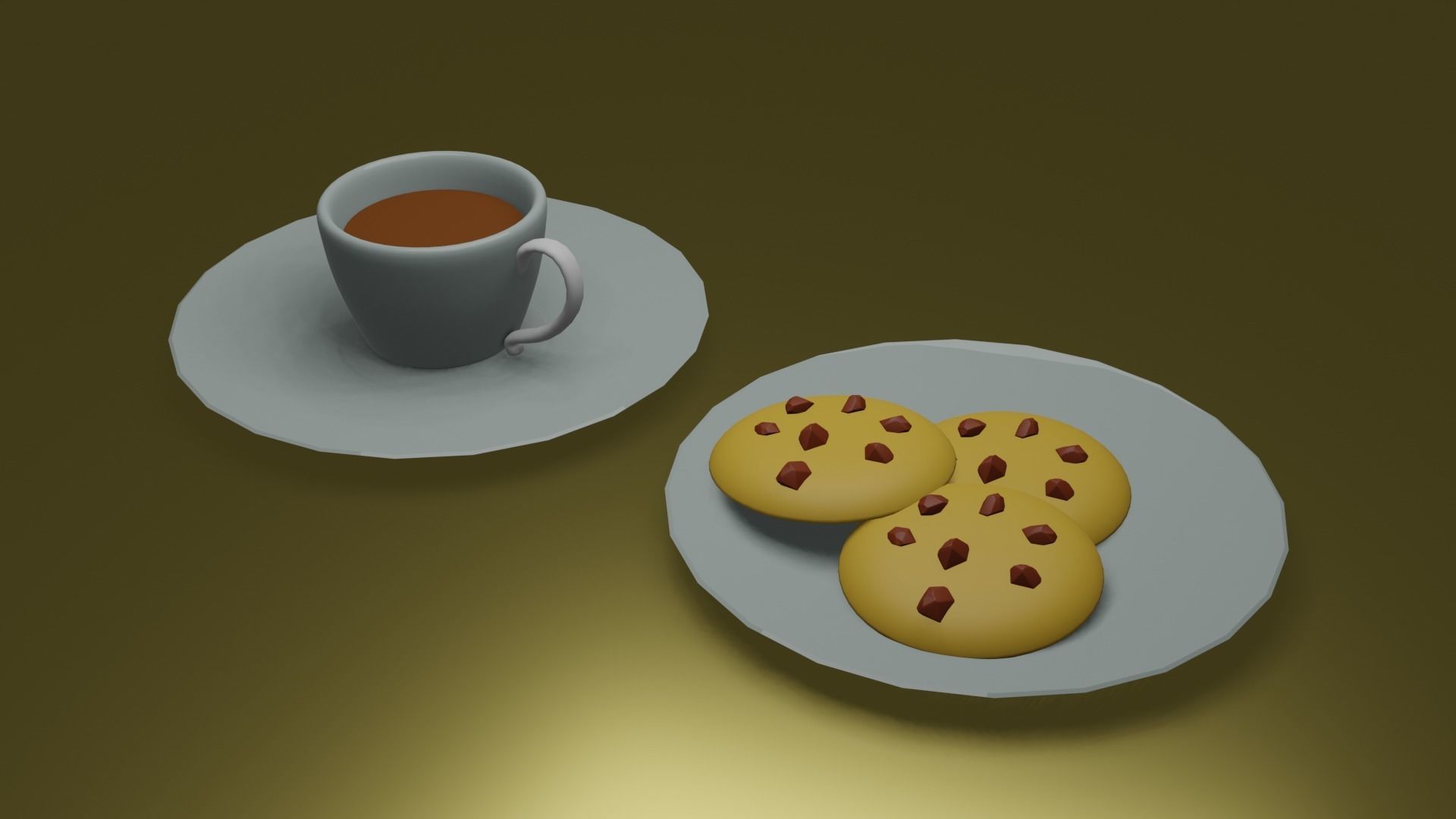 Tea cup with cookie Free low-poly 3D model_1