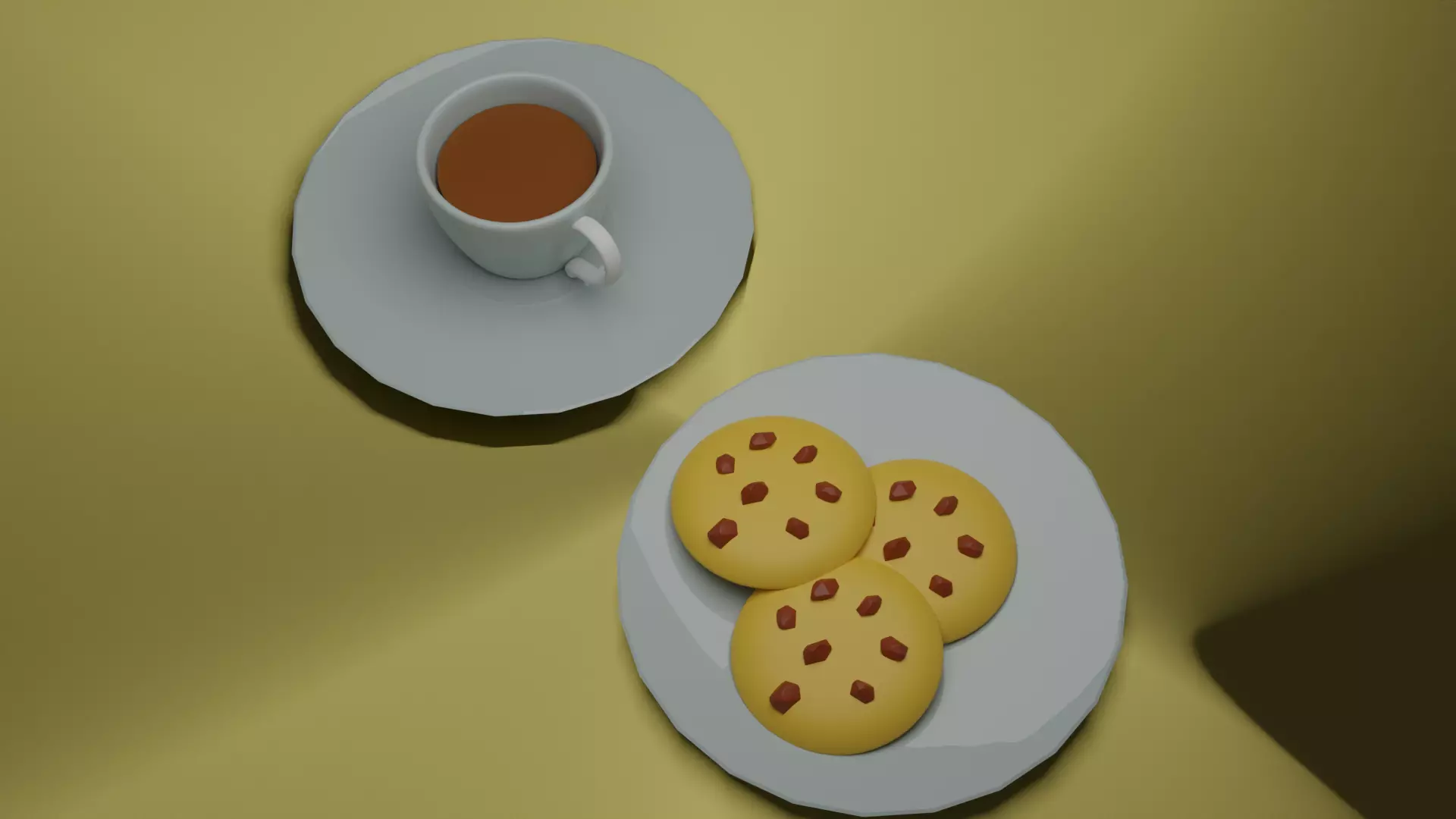 Tea cup with cookie Free low-poly 3D model_0