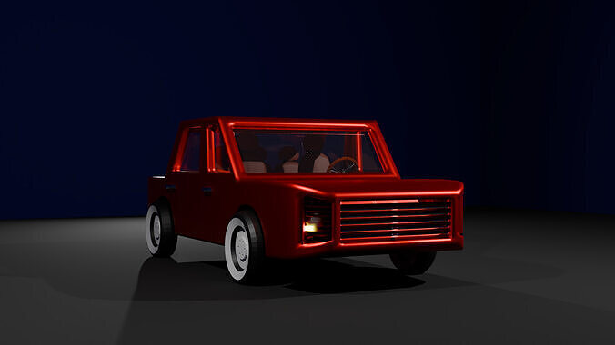 Stylized Retro Car 3D Model Low-poly 3D model