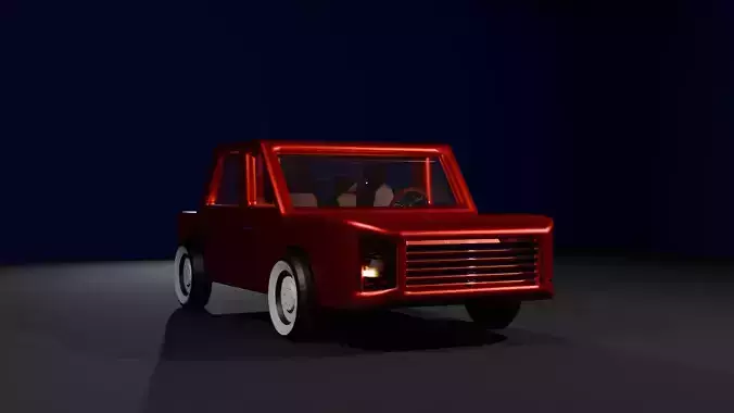 Stylized Retro Car 3D Model