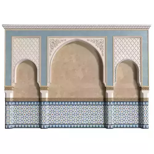 Oriental style arch Arabic wall Oriental Wall paneling 3D model Oriental style arch Arabic wall Oriental Wall paneling 3D model