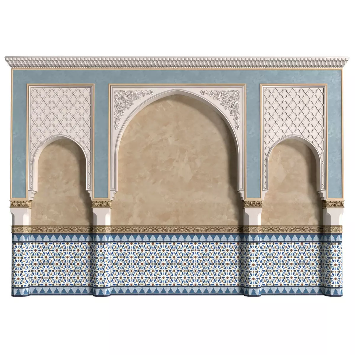 Oriental style arch Arabic wall Oriental Wall paneling 3D model_0