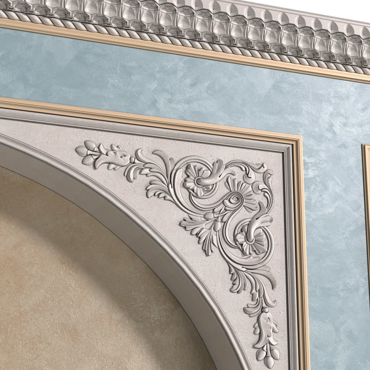 Oriental style arch Arabic wall Oriental Wall paneling 3D model_3