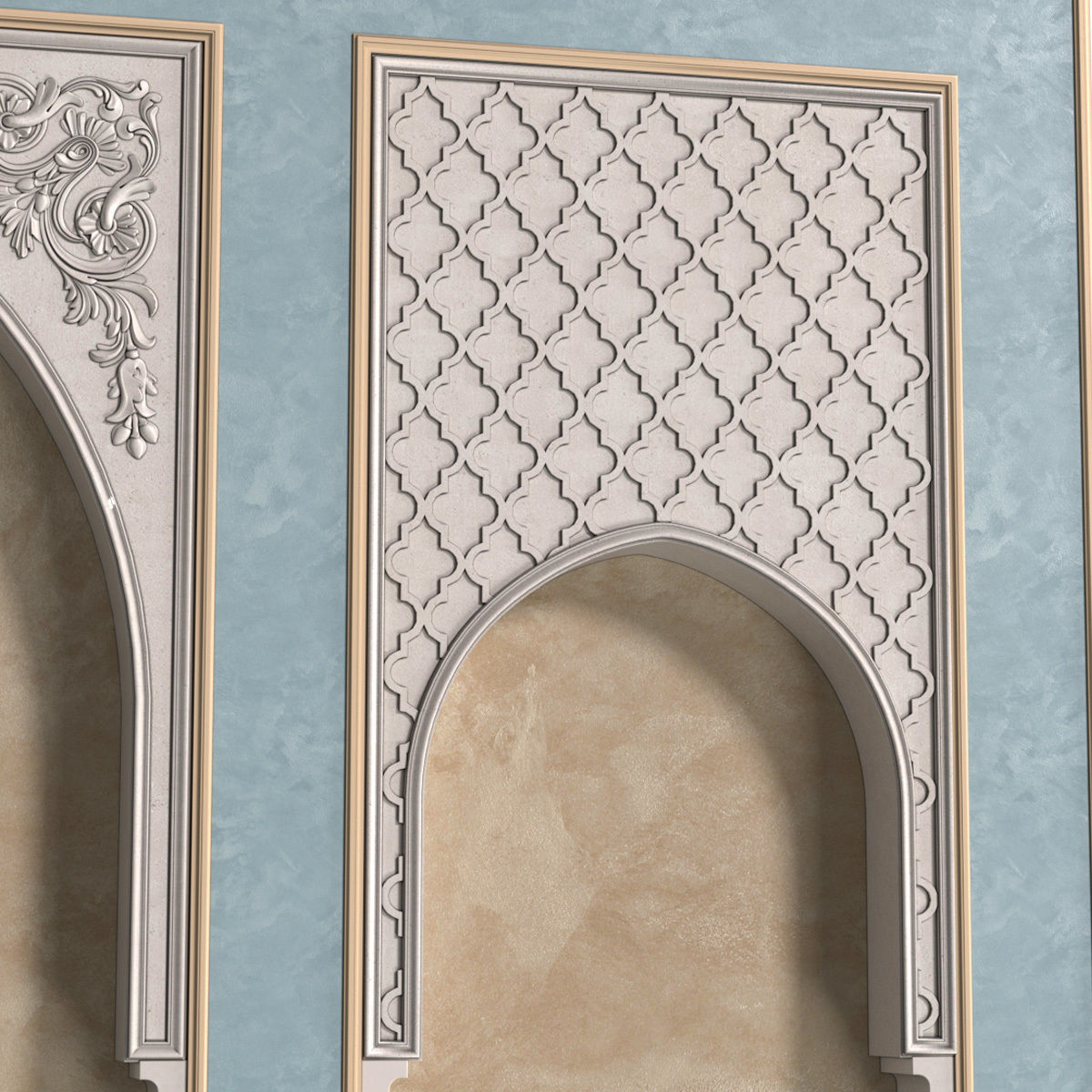 Oriental style arch Arabic wall Oriental Wall paneling 3D model_5