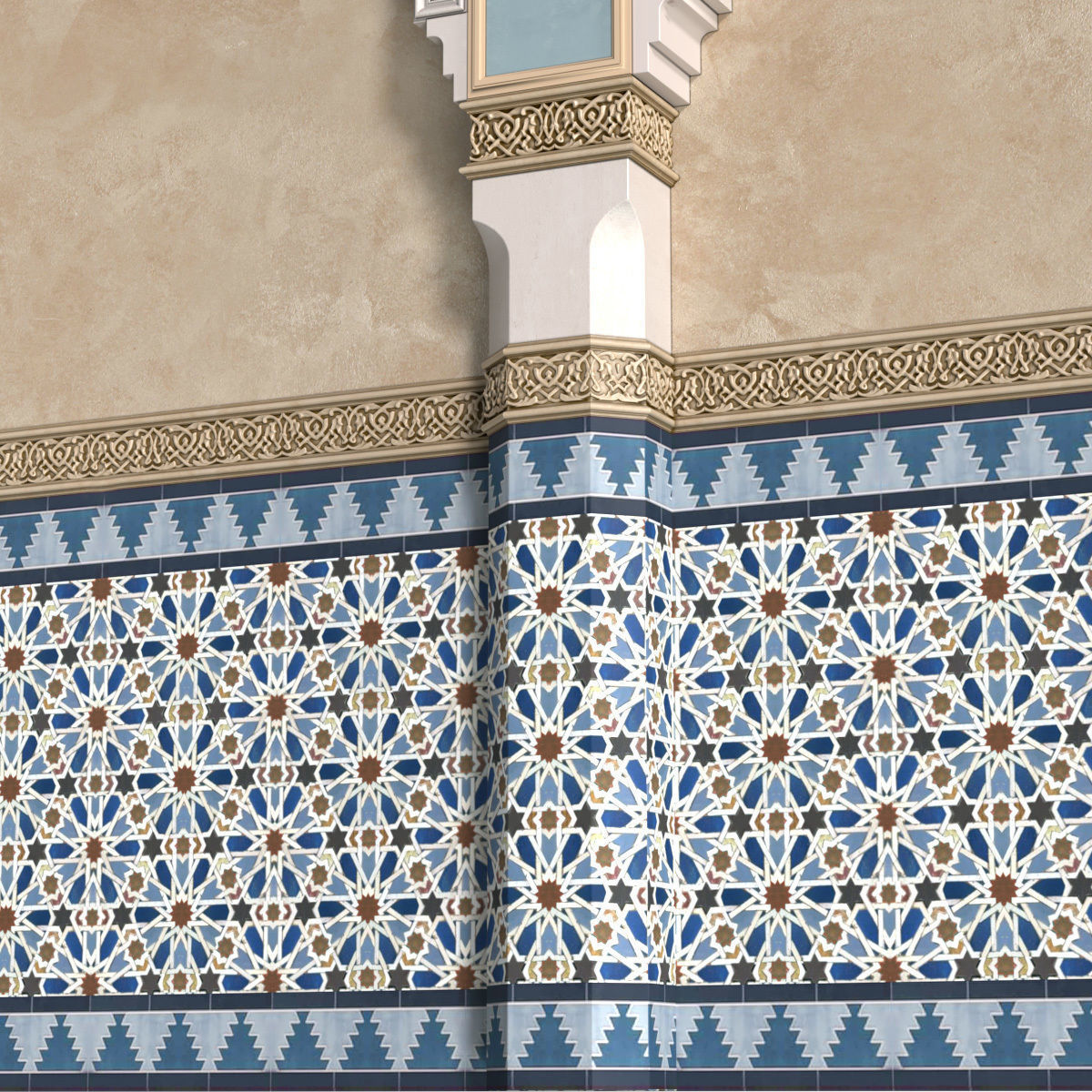 Oriental style arch Arabic wall Oriental Wall paneling 3D model_2