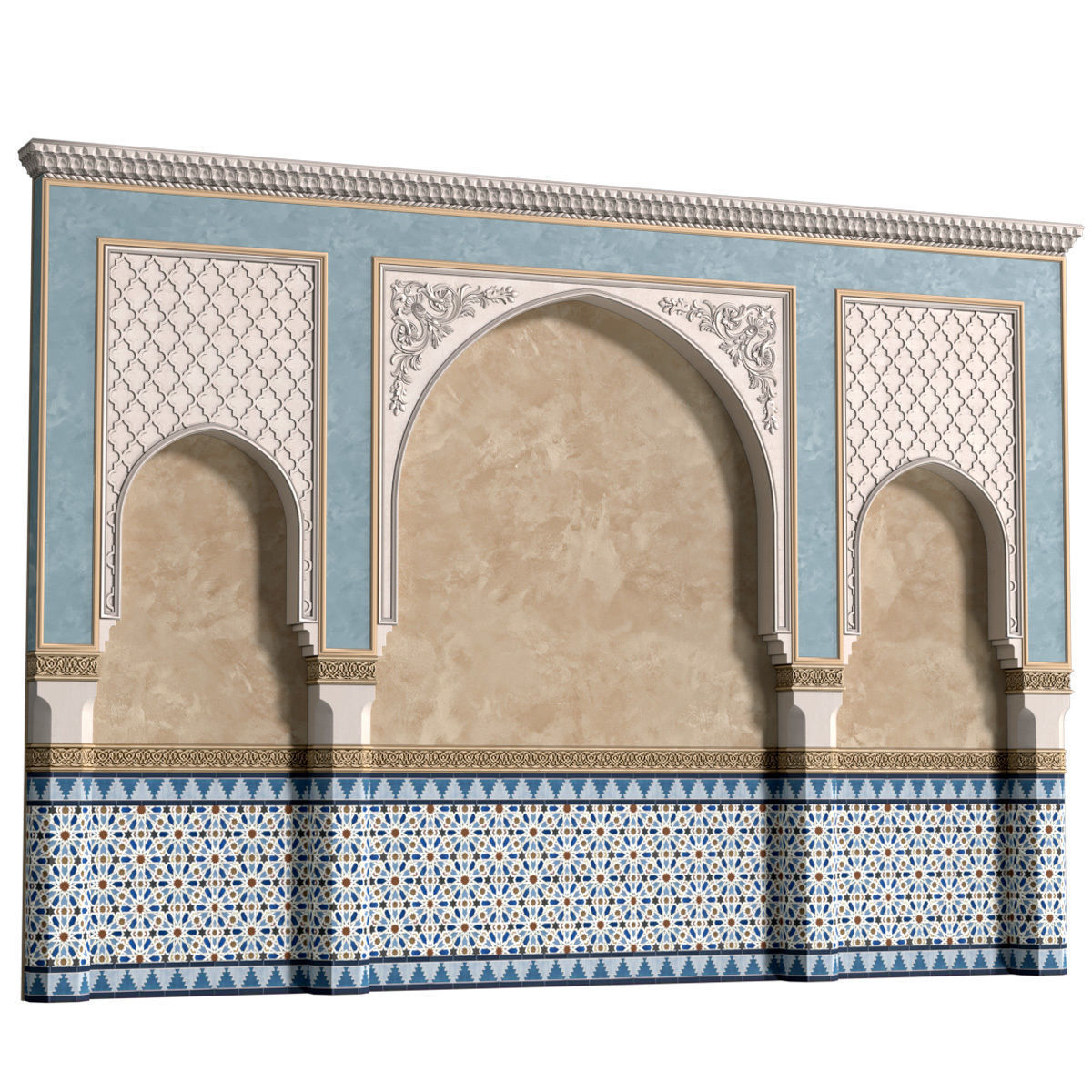 Oriental style arch Arabic wall Oriental Wall paneling 3D model_1