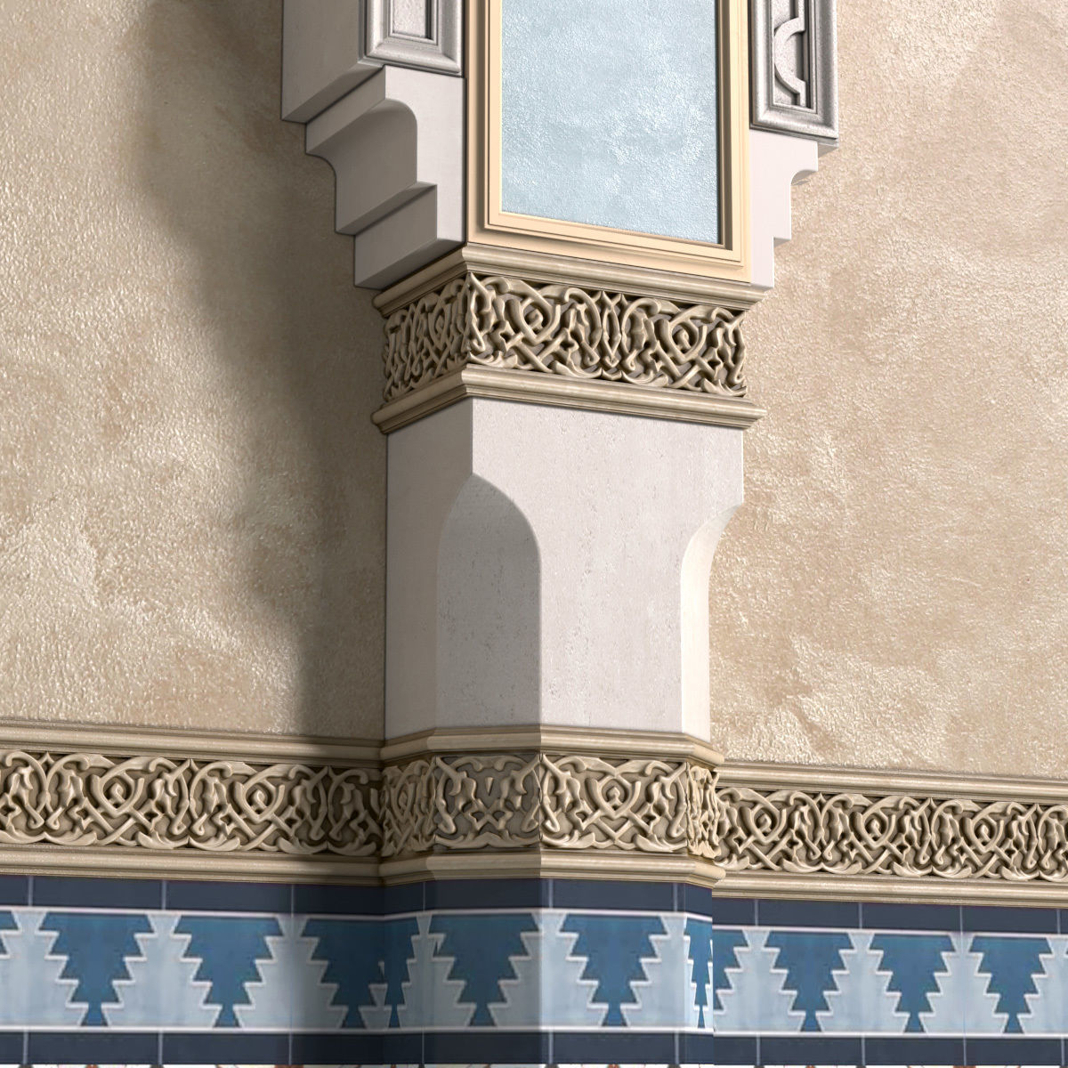 Oriental style arch Arabic wall Oriental Wall paneling 3D model_4