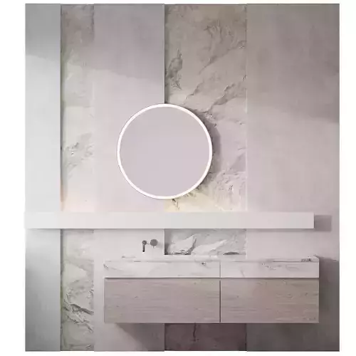 Bath set 3 modern bathroom vanity with round mirror