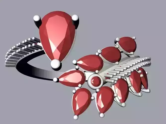 pear diamond bypass ring stl verified