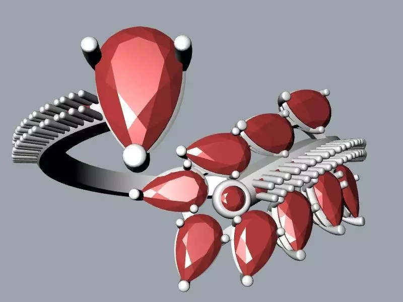 pear diamond bypass ring stl verified 3D print model_0