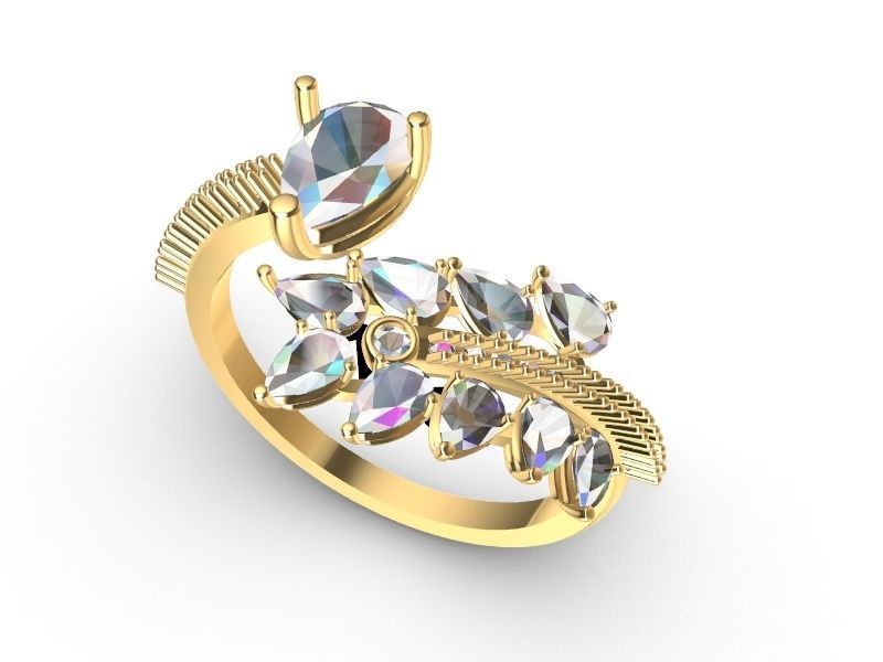 pear diamond bypass ring stl verified 3D print model_2
